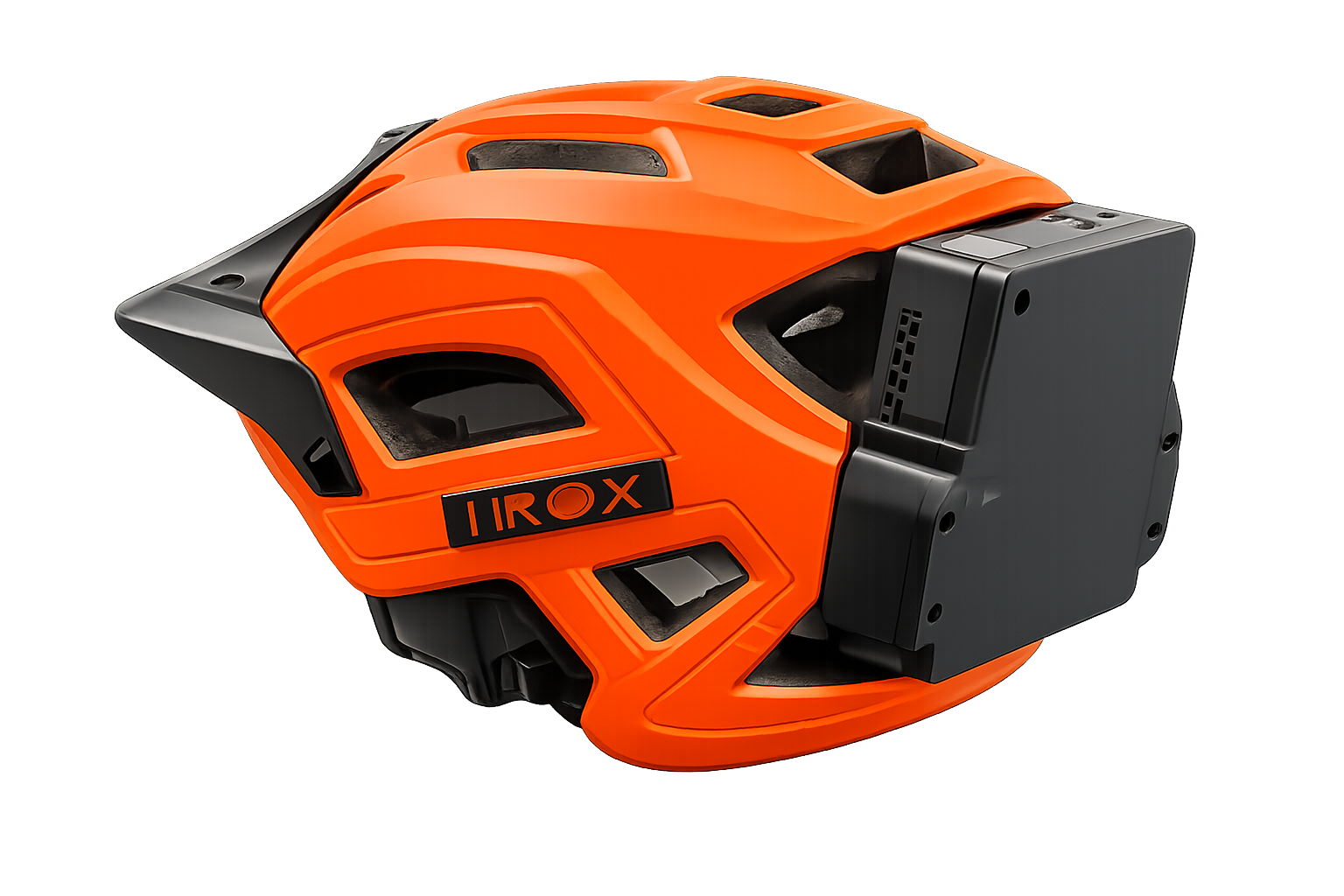 LROX Helm-Prototyp mit Mini-Computer an der Rückseite